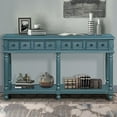 thumbnail image 1 of Retro Console Table, 58'' Entryway Table with 2 Drawers and Bottom Shelf, Wood Long Sofa Table, Accent Side Table for Living Room, Entrywa, Hallway, Easy Assembly, Dark Blue, 1 of 7