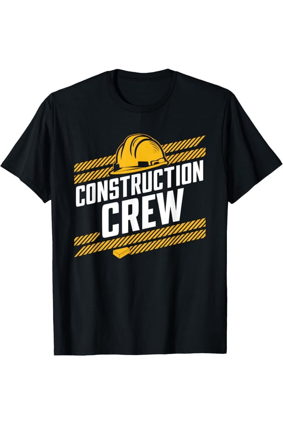 Retro Construction Crew Hard Hat Graphic Tee Men's Industrial Worker Builder T-Shirt