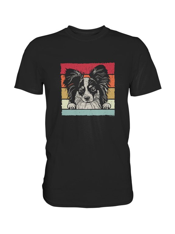 Retro Continental Dwarf Spaniel Papillon Dog Tshirt Shirt T-Shirt