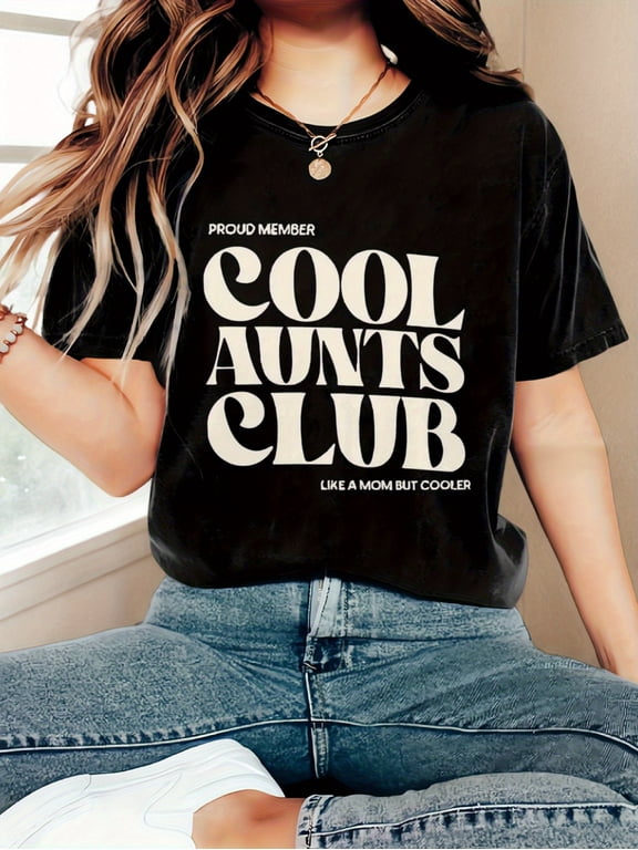 Retro Cool Aunts Club T-Shirt Funny Auntie Gift Proud Member Graphic Tee for Women Like a Mom But Cooler Vintage Style Apparel