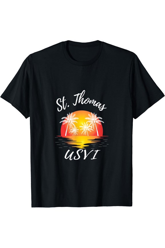 Retro Cool St. Thomas USVI Reflecting Sunset Novelty Art T-Shirt