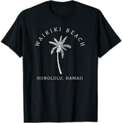 Retro Cool Waikiki Beach Hawaiian Island Palm Tree Souvenir T-Shirt