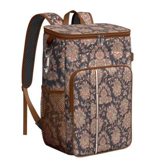 Retro Cooler Backpack 20L - Exotic Classic Design Insulated Lunch Bag for Camping, Beach & Travel, Keeps Contents Cold/Hot Up to 20 Hours
