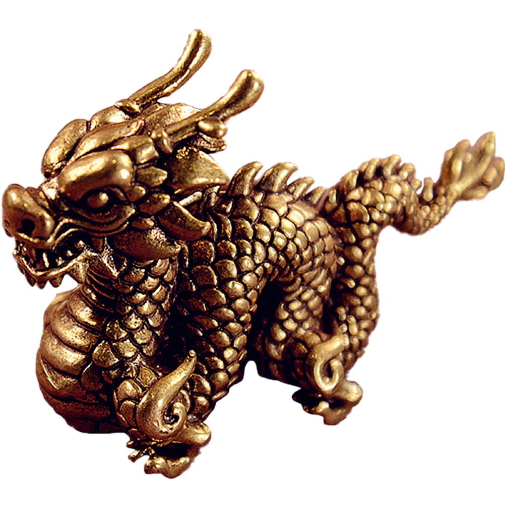 Retro Copper Dragon Figurine Copper Adornment Miniature Dragon Shaped ...