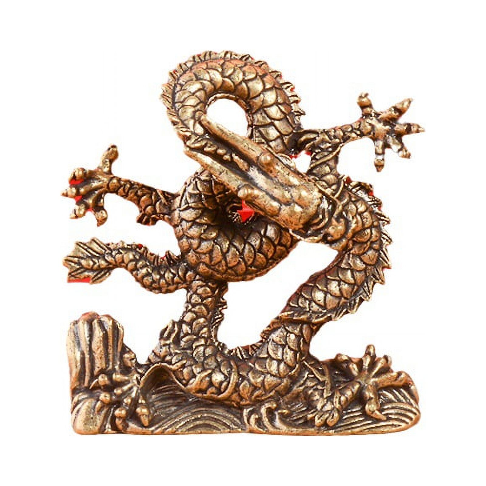 Retro Copper Dragon Figurine Copper Adornment Miniature Dragon Shaped