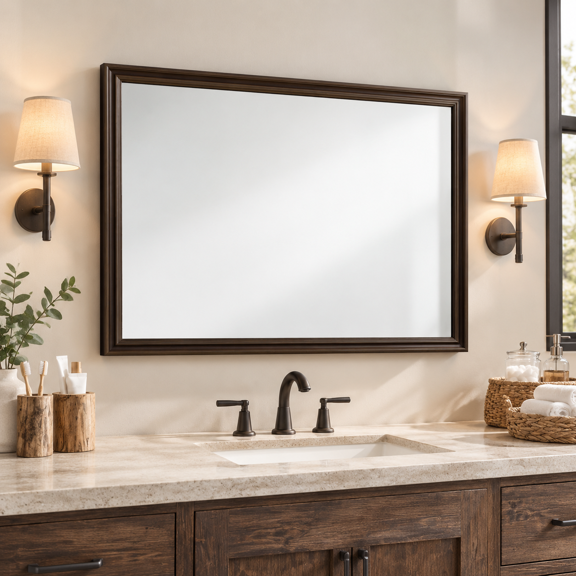 Retro Copper Effect Framed Wall Mirror 30x40 Rectangle
