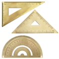 thumbnail image 1 of Retro Copper Right Angle Triangle Ruler Precision Drafting Tool, 1 of 5