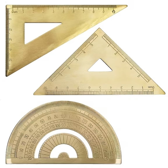 Retro Copper Right Angle Triangle Ruler - Precision Measuring Tool for Architects, Engineers, and Artists