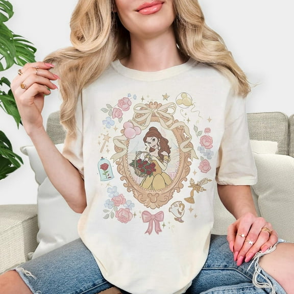 Retro Coquette Bow Disney Princess Belle Shirt, Beauty And The Beast Tee, Tale As Old As Time, Disney Girls Trip 2025 Shirts-5Xl Shirt