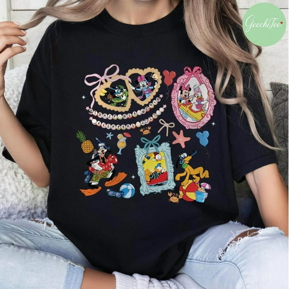 Retro Coquette Bow Disney Sea World 2025 Shirt, Mickey And Friends Beach Trip T-shirt, Disney Sea World Family Adventure 2025