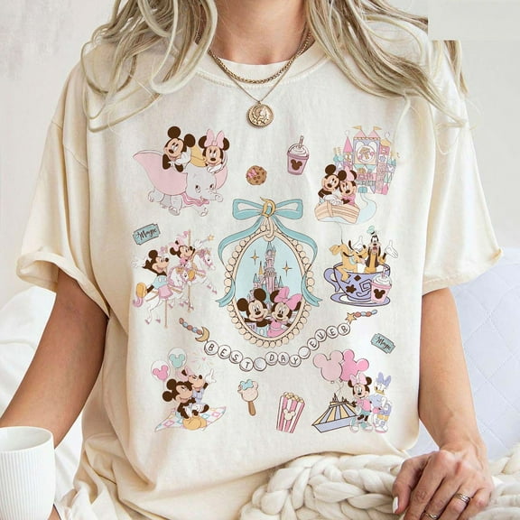 Retro Coquette Bows Mickey And Minnie Shirt, Walt Disney Castle Shirt, Disney Girls Trip, Wdw Magic Kingdom, Disneyland Matching Girls Tees-5Xl Shirt