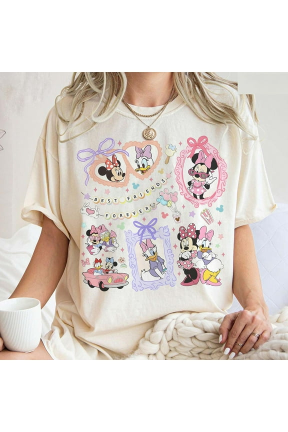 Retro Coquette Bows Minnie And Daisy Besties Shirt, Disney Besties Tee, Disney Girls Trip Shirt, Magic Kingdom Disneyland Matching Girls Tees-5Xl Shirt