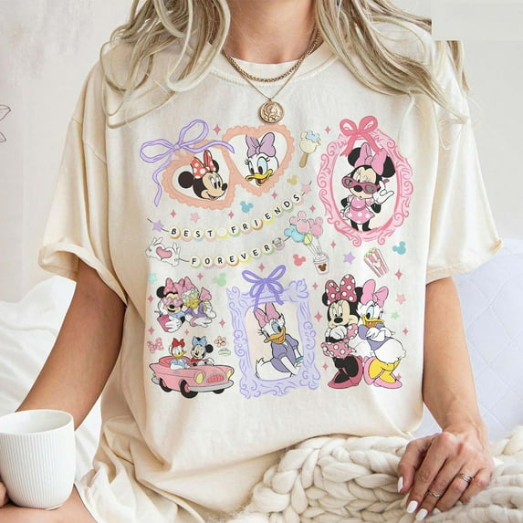 Retro Coquette Bows Minnie And Daisy Besties Shirt, Disney Besties Tee, Disney Girls Trip Shirt, Magic Kingdom Disneyland Matching Girls Tees-5Xl Shirt
