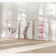 Retro Coquette Lips Bikini Bow Heel Poster Set 3 Prints Set 3 , Poster Only