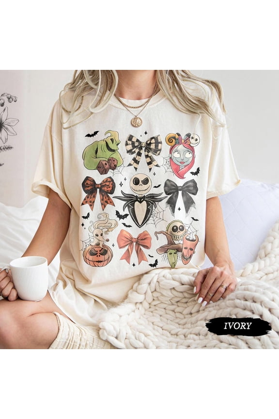 Retro Coquette Nightmare Before Christmas Shirt, Jack Skellington Halloween Tee, Disney Halloween Shirt, Coquette Bow Comfort Colors Tee