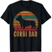 Retro Corgi Dad Gift Dog Owner Pet Welsh Corgi Father T-Shirt