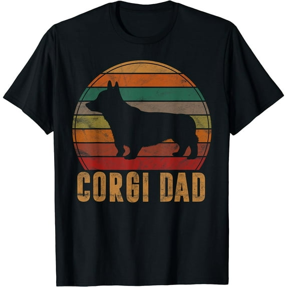 Retro Corgi Dad Gift Dog Owner Pet Welsh Corgi Father T-Shirt