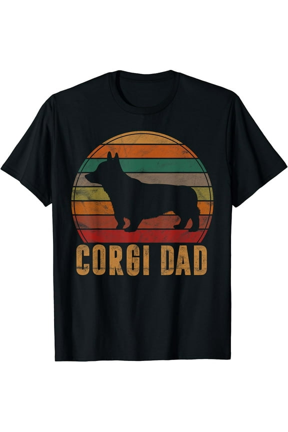 Retro Corgi Dad Gift Dog Owner Pet Welsh Corgi Father T-Shirt