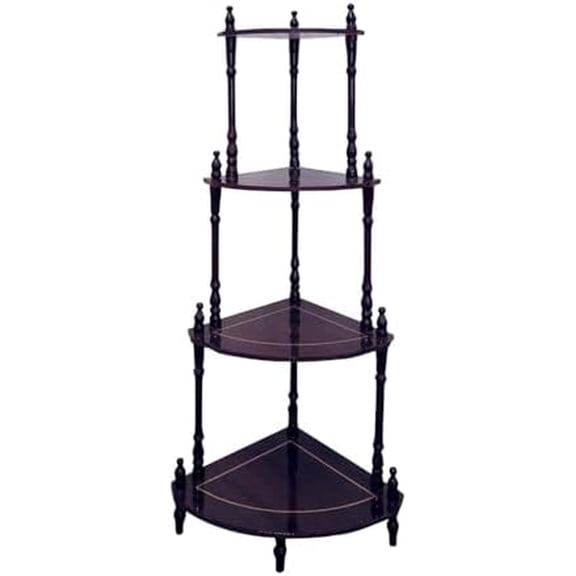 Retro Corner Stand 4 Tier Cherry Finish - Vintage Display Shelf Unit for Living Room Bedroom$$Home Decor, Kitchen, & Other