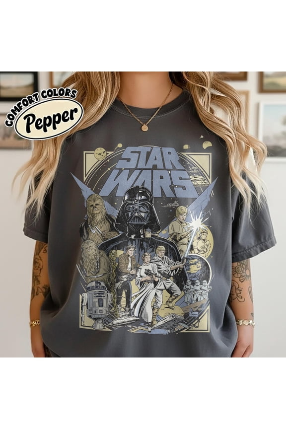 Retro Cosmic Adventure Comfort Colors Tee – Galactic Heroes & Villain Fan Shirt