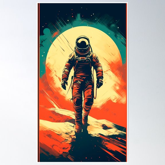 Retro Cosmonaut Poster Wall Art, Modern Wall Decor, 12x18 UNFRAMED