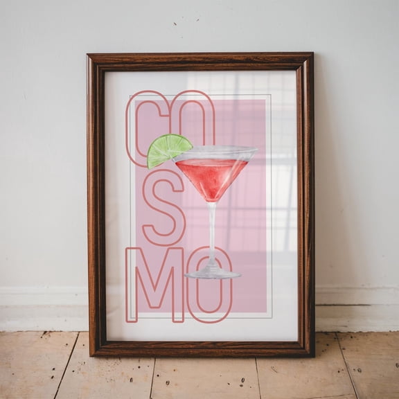 Retro Cosmopolitan Bar Cart Print Decoration, Kitchen Home Decor, Favorite Drink Print #2762, Unframed Poster Size 16x24