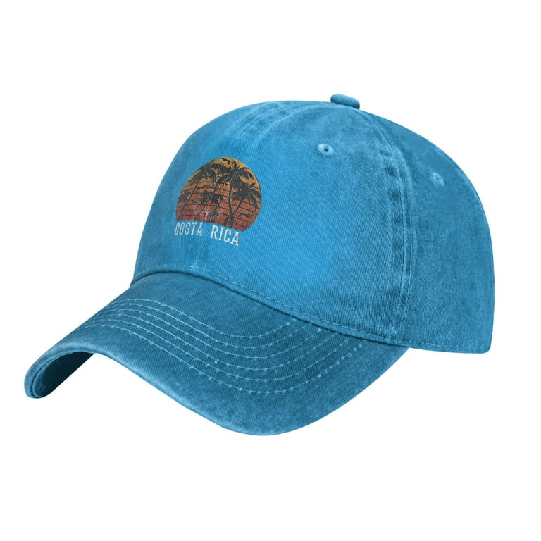 Retro Costa Rica Palm Tree casquette Blue One Size Adjustable Snapback Hat
