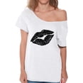 thumbnail image 1 of Retro Costume 80s Graphic Tee Black Lips Girl Print Off Shoulder Shirt for Women - 90s S M L XL 2XL T-Shirt 70s Party Tee Gift, 1 of 2