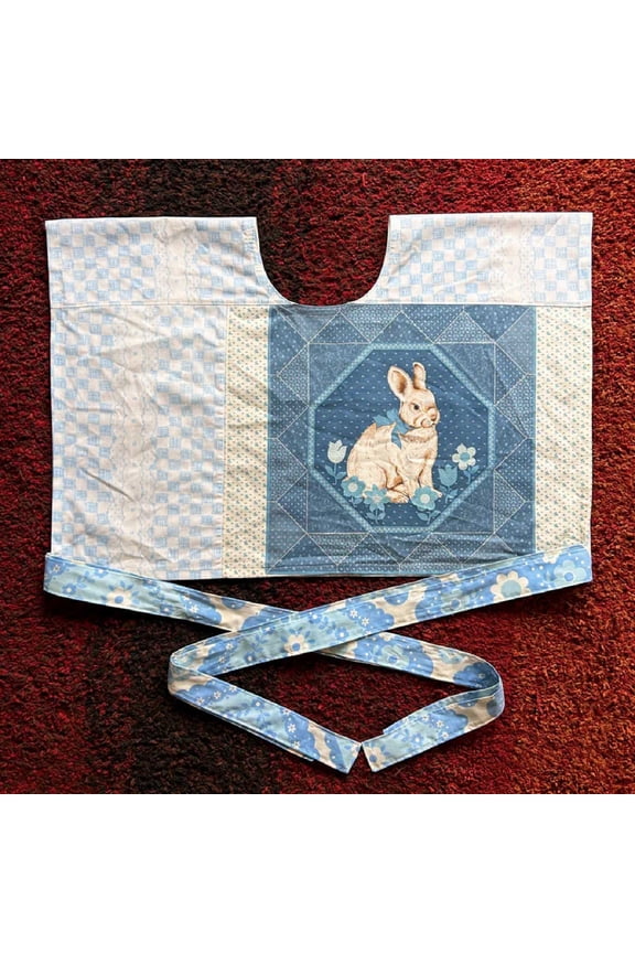 Retro Cottagecore Bunny Wrap Top, Handmade Quilted Rabbit Easter Top for Women 2XL
