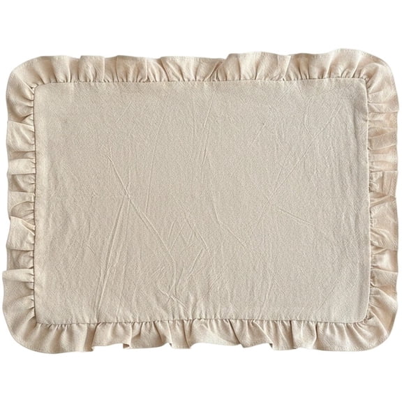 Vjnyvs Table Placemat Retro Ruffled Lace Cotton Water-Resistant 1 Piece 30x45cm