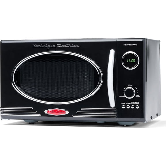 Retro Countertop Microwave Oven 800 Watt 0.9 Cu Ft 12 Pre Programmed Settings Black Bestseling