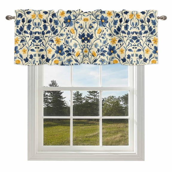 Rodless Valance Fall Valance Curtains for Windows Orange Autumn Maple Leaves Kitchen ...
