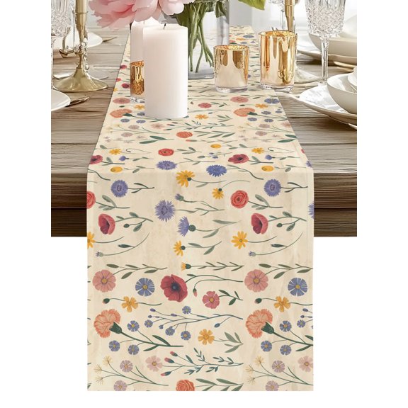 Retro Country Painted Grass Table Runners 48 Inches Long Kitchen Dining Table Runner Dresser Scarves for Party Coffee Holiday Party Decor