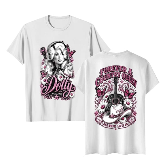 Retro Country Singer Graphic Tee for Men and Women Graphic Dolly T-shirts Unisex Short Sleeve Crew Neck Tops for Vintage Country Music Tribute,(S)