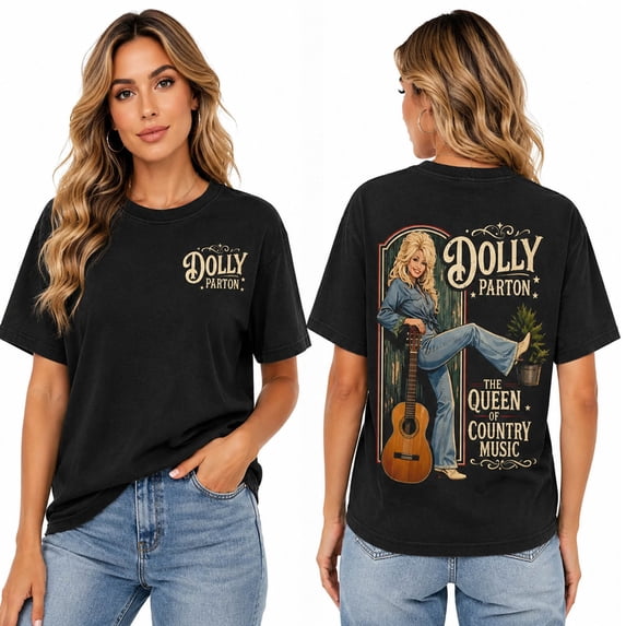 Retro Country Singer Graphic Tee for Men and Women Graphic Dolly T-shirts Unisex Short Sleeve Round Neck Tops for Vintage Country Music Tribute,(S)