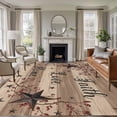 thumbnail image 1 of Retro Country Stars Washable Area Rug 8 x 10 ft Faith Love Home Berries Farmhouse Brown Striped, Soft Non Slip Rugs Stain Repellent Indoor Felt Carpet for Living Dining Room Bedroom Home Office, 1 of 9