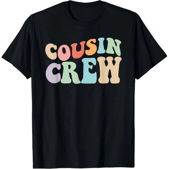 Retro Cousin Crew Matching Family Reunion T-Shirt Colorful Vintage Style Graphic Tee