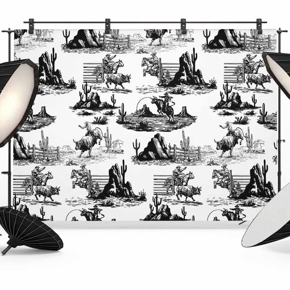 Retro Cow Photography Backdrop 8x6FT, Bullfighter Tropical Plants Cactus Ethnic Wind Photo Backdrops, Background for Photography Studio Photo Studio Background, Back Drop for Photoshoot