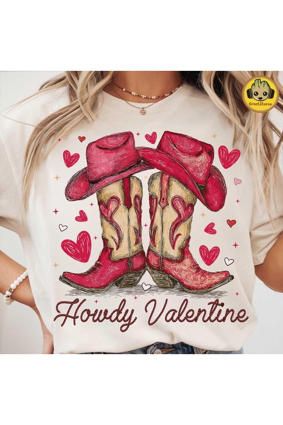 Retro Cowboy Boots Love XOXO T-Shirt for Western Valentine Celebrations