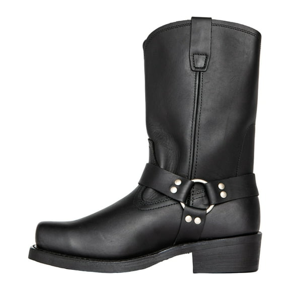 Retro Cowboy Boots Men Mid Calf Western Boots Men Pu Leather Boots Slip On Shoes