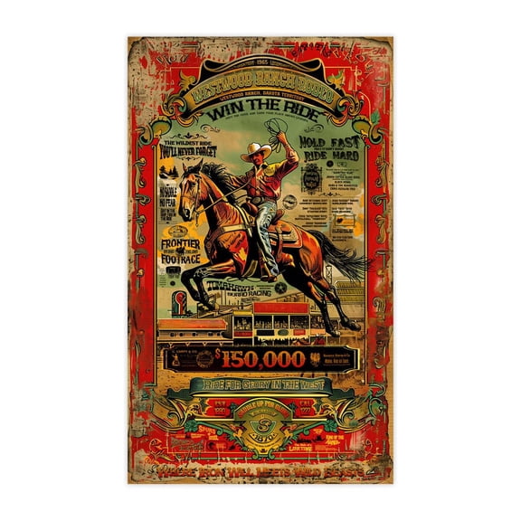 Retro Cowboy Wall Art - Westwood Ranch Rodeo Poster - Wild West Equestrian Heritage Art Print - Style Western Cowboy Art