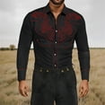 thumbnail image 1 of Retro Cowboy Western Shirt Mens Long Sleeve Button Down Shirts Halloween Party Tops Red M, 1 of 5