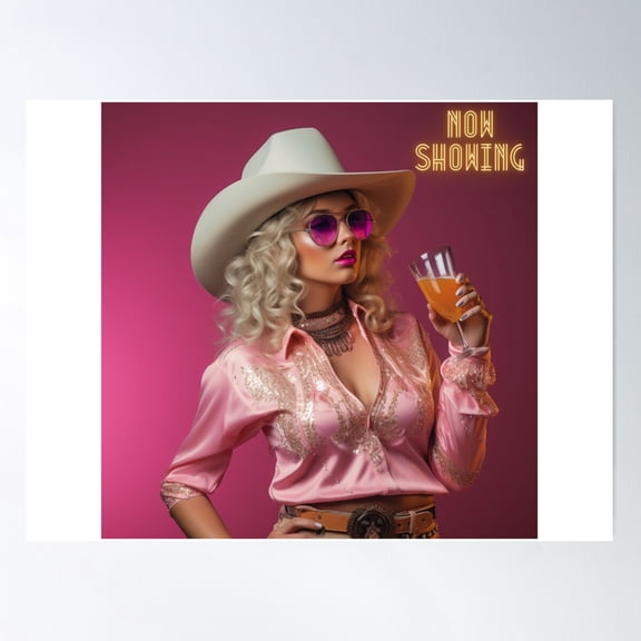 Retro Cowgirl Drinking Beer Poster Wall Art, Modern Wall Decor For Living Room Bedroom, 8x12 UNFRAMED