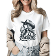 thumbnail image 1 of Retro Cowgirl Wine Raisin' Hell Graphic Tees Womens T shirt Black/White S-5XL Shirts Casual Western Tops, 1 of 4