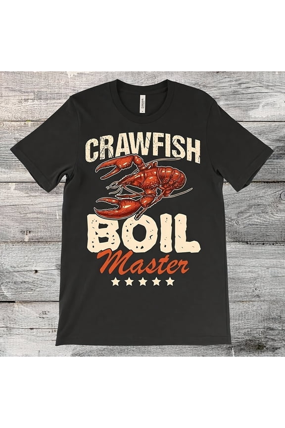 Retro Crawfish Boil Master Graphic T-Shirt Vintage Seafood Lover Unisex Short Sleeve Cotton Tee