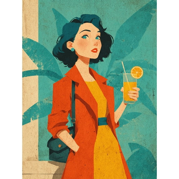 Retro Creative Juice Illustration Canvas Aesthetic Dorm Room Wall Decor