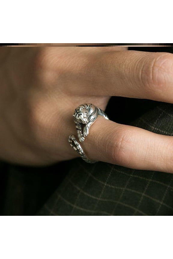 Men's Copper Ring Vintage Tiger Design Electroplated Unique Accessory Retro Ring for Men Everyday Wear Ring Tiger Ring Band Fashion Jewelry