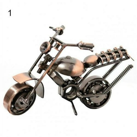 Retro Creative Motorcycle Art Figurines Sculpture Metal Vivid Appearance Motorcycle Art Model Ornament for Home Decor (1 Antique Brass)