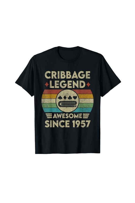 Retro Cribbage Legend 66 Years Old T-Shirt for Card Game Enthusiasts