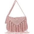 thumbnail image 1 of Retro Crochet Crossbody Shoulder Bag for Women Woven Fringe hobo bags Summer Beach Handmade Purse, 1 of 8